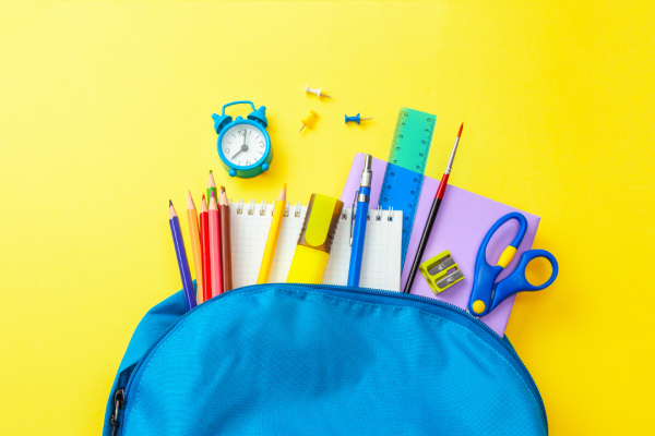 Backpack with school supplies