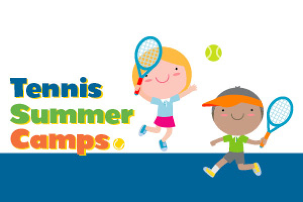 Tennis Summer Camps and animated kids playing tennis together
