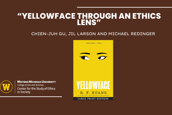 Book cover with title of panel: Yellowface Through an Ethics Lens