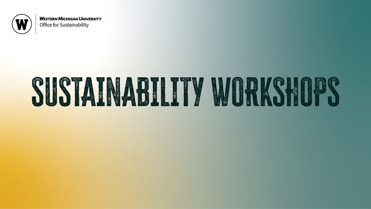 Text says, Sustainability Workshops 