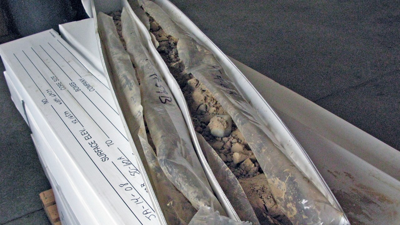 Preserved glacial cores in a box