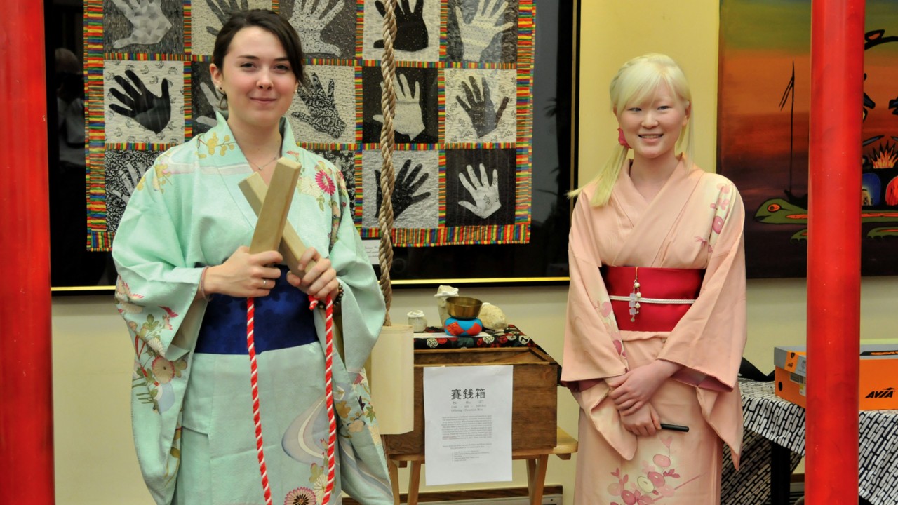 Two students at WMU's Japan Festival.