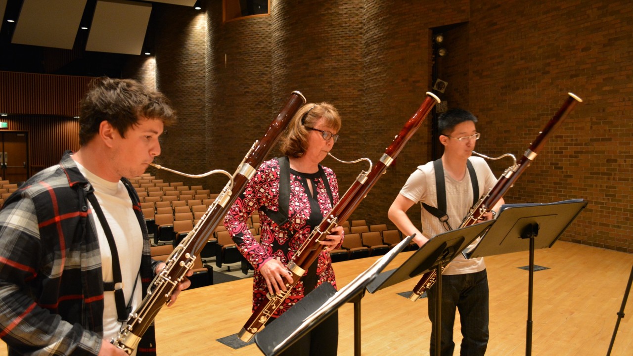 Students playing bassoons