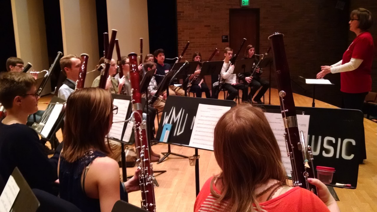 Students playing bassoon