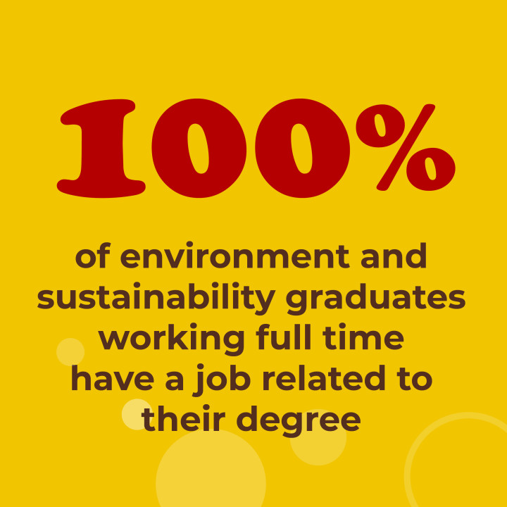 100% of environment and sustainability graduates working full time have a job related to their degree