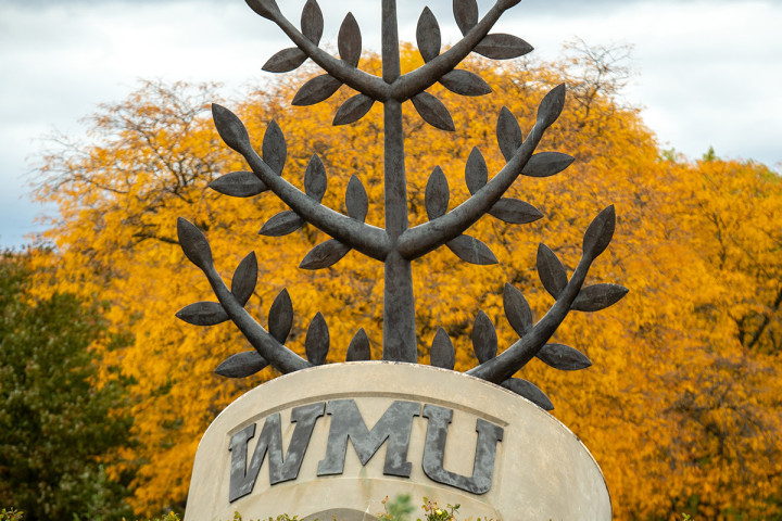 W sculpture during the fall