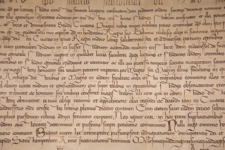 An image of medieval script on a parchment page
