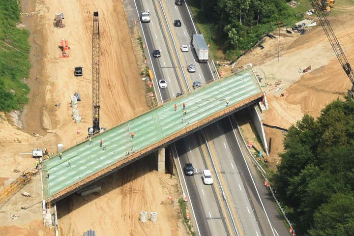 Aerial shot of expressway under construction