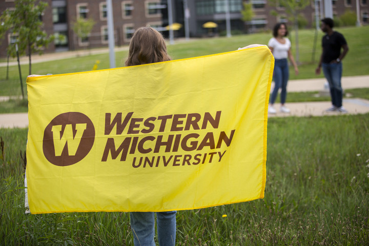WMU gold flag with brown W