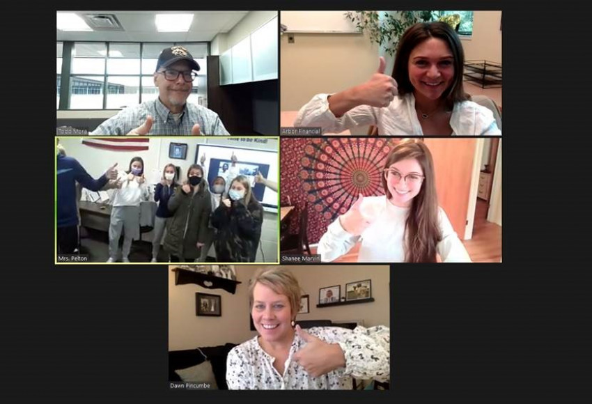 Screenshot of virtual meeting composed of faculty and students
