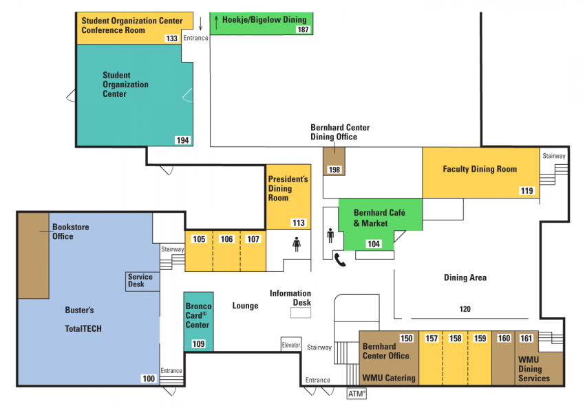 Locations and Floor Plans | Bernhard Center | Western Michigan University