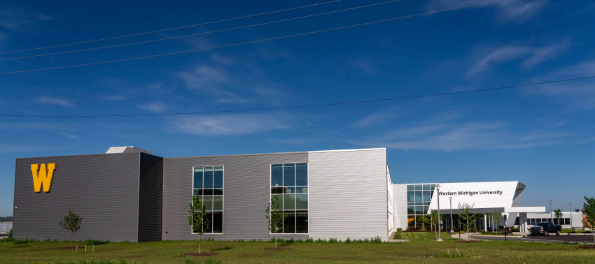 An exterior view of the new Aviation Education Center.