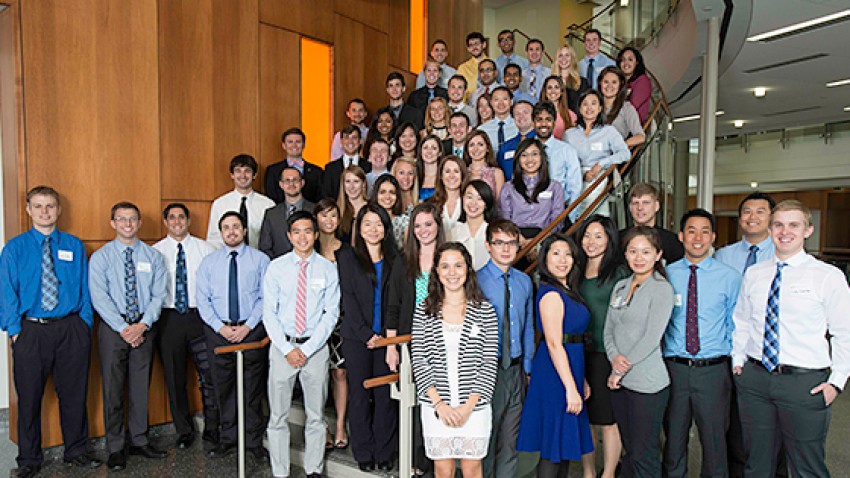 Photo of the inaugural class of the WMU Homer Stryker M.D. School of Medicine.