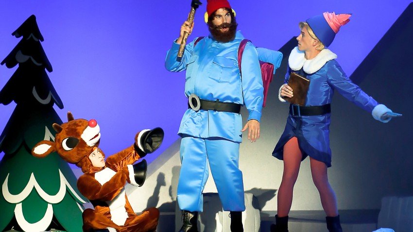 Photo of Rudolph, Yukon Cornelius and Hermey from Rudolph the Musical.