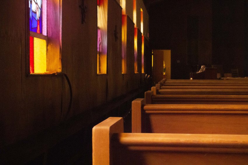 The inside of an empty church.