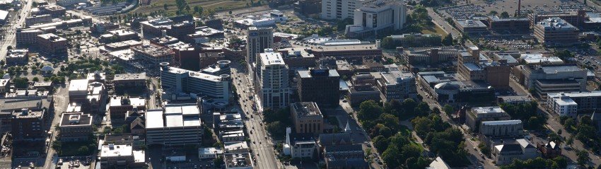Downtown Kalamazoo from a drone.