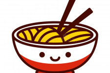 Cartoon drawing of a bowl of Ramen noodles.