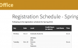 A screenshot of the registration schedule from WMU's Office of the Registrar.