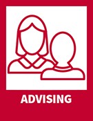 Advising - icons of two people talking to one another