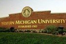 Marquee of WMU on brick wall