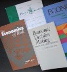 Covers of books about economics