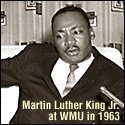 Photo of Dr. Martin Luther King Jr. at WMU in 1963.