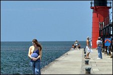 Photo of the South Haven, Mich., pier in Lake Effect film.